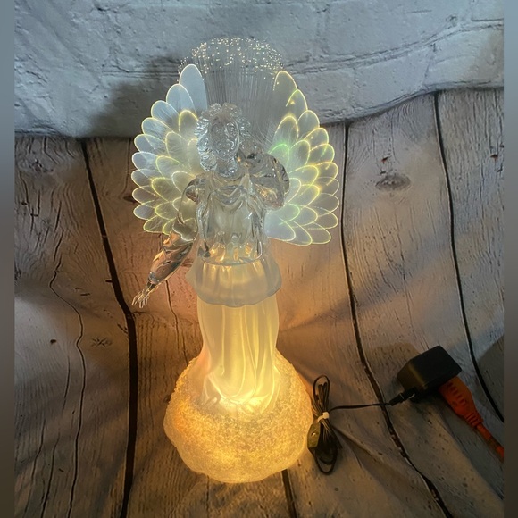#57071 HERALDING HIS BIRTH‎ FIBER OPTIC ELECTRIC LIGHTED ANGEL Christmas Vintage - Picture 12 of 14